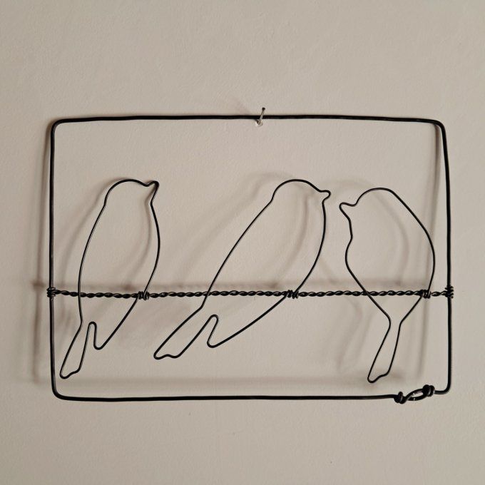 3 oiseaux en fil de fer 